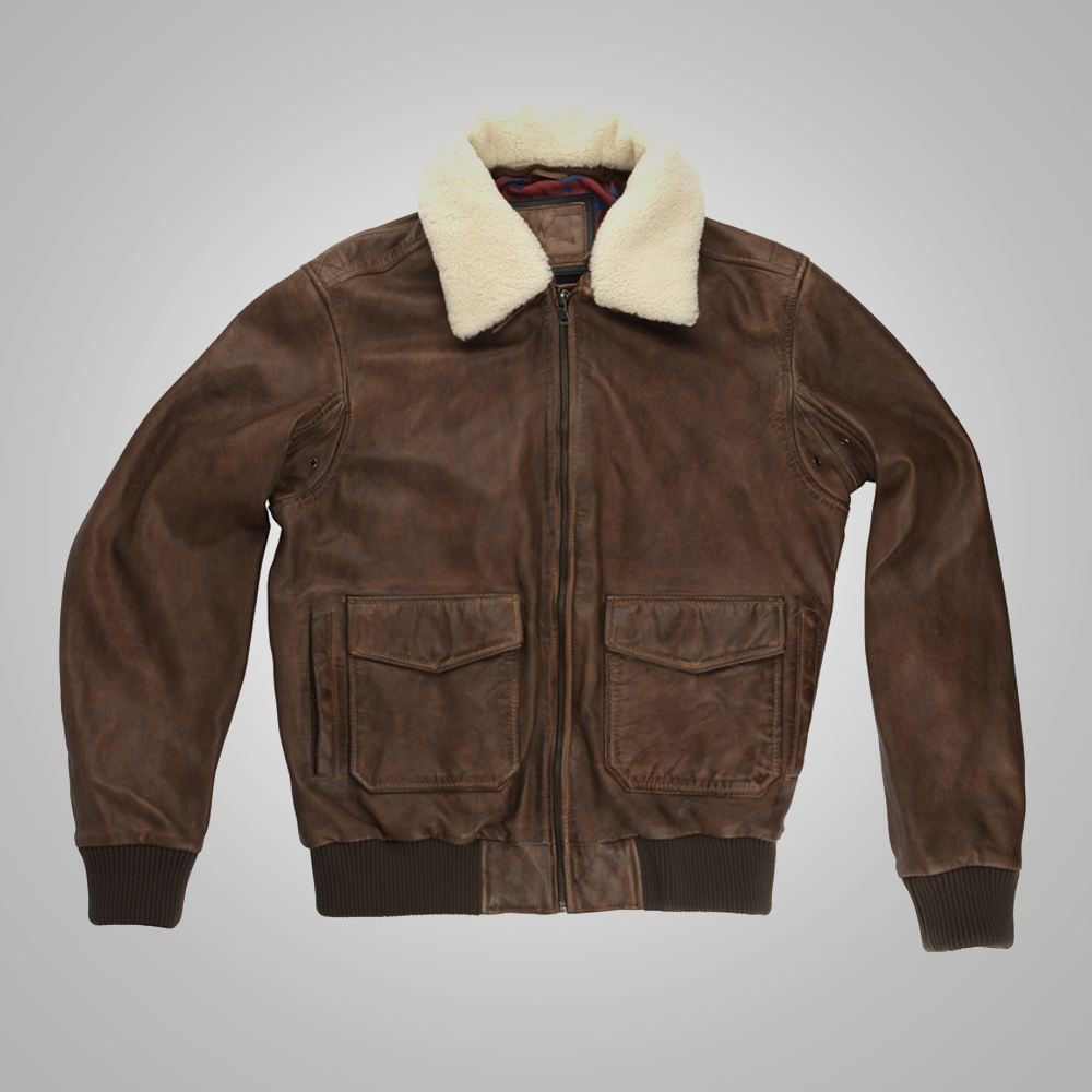 Mens Sheepskin Shearling B3 RAF Aviator Brown A-2 Flight Leather Jacket wear jacket