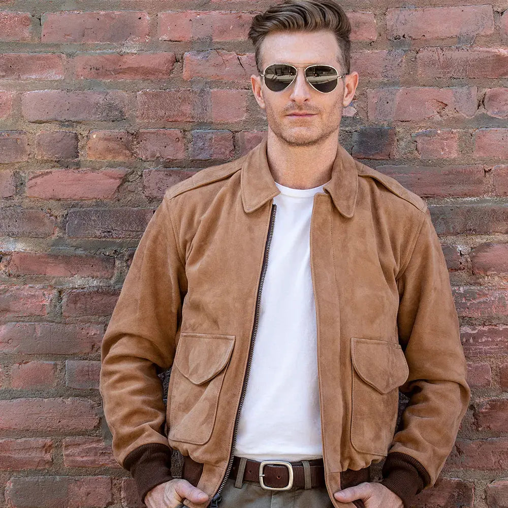 New Sheepskin B3 RAF Aviator Brown A-2 Flight Leather Bomber Jacket wear jacket