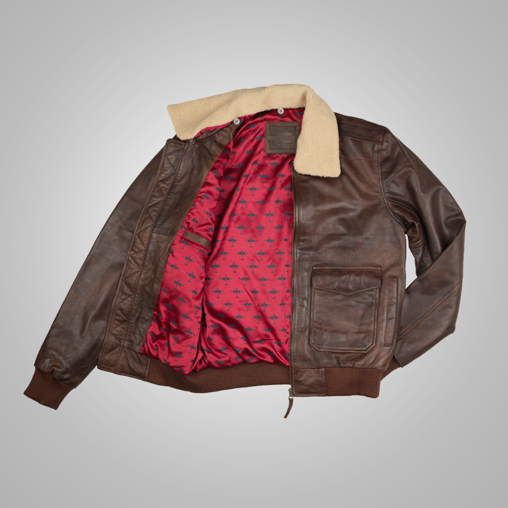 Mens Sheepskin Shearling B3 RAF Aviator Brown A-2 Flight Leather Jacket wear jacket