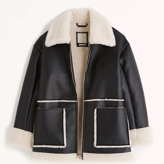 B3 Bomber RAF Aviator Flight Black Shearling Leather Jacket For Women wear jacket
