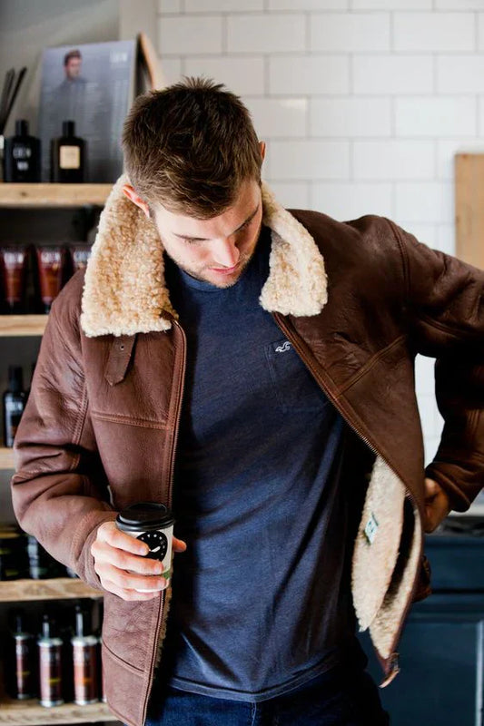 Shearling leather bomber jacket 