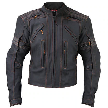 New Genuine Black Street Motorcycle Matte Leather Armored Jacket For Men's