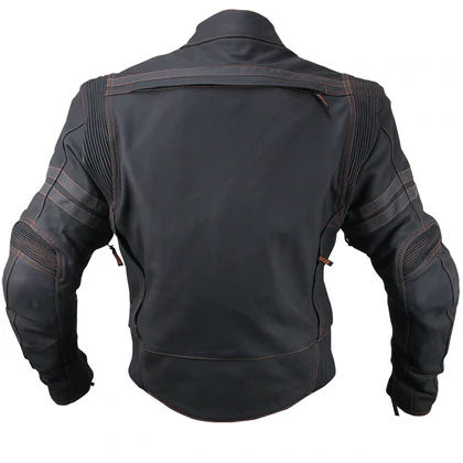 New Genuine Black Street Motorcycle Matte Leather Armored Jacket For Men's