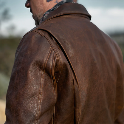 Men Lambskin Brown flying RAF Aviator Cowhide Leather Biker Jacket