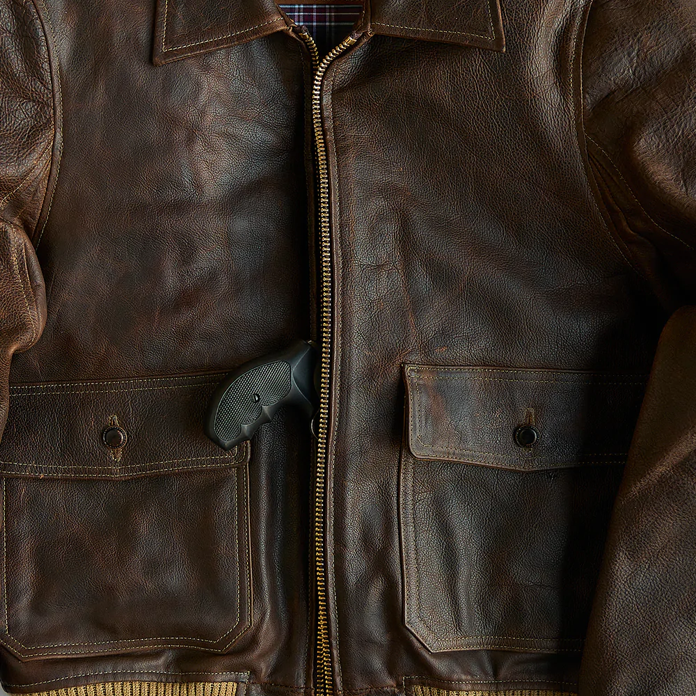 Men Lambskin Brown flying RAF Aviator Cowhide Leather Biker Jacket