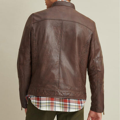 New Best Brown Motocycle Leather Biker Jacket For Men