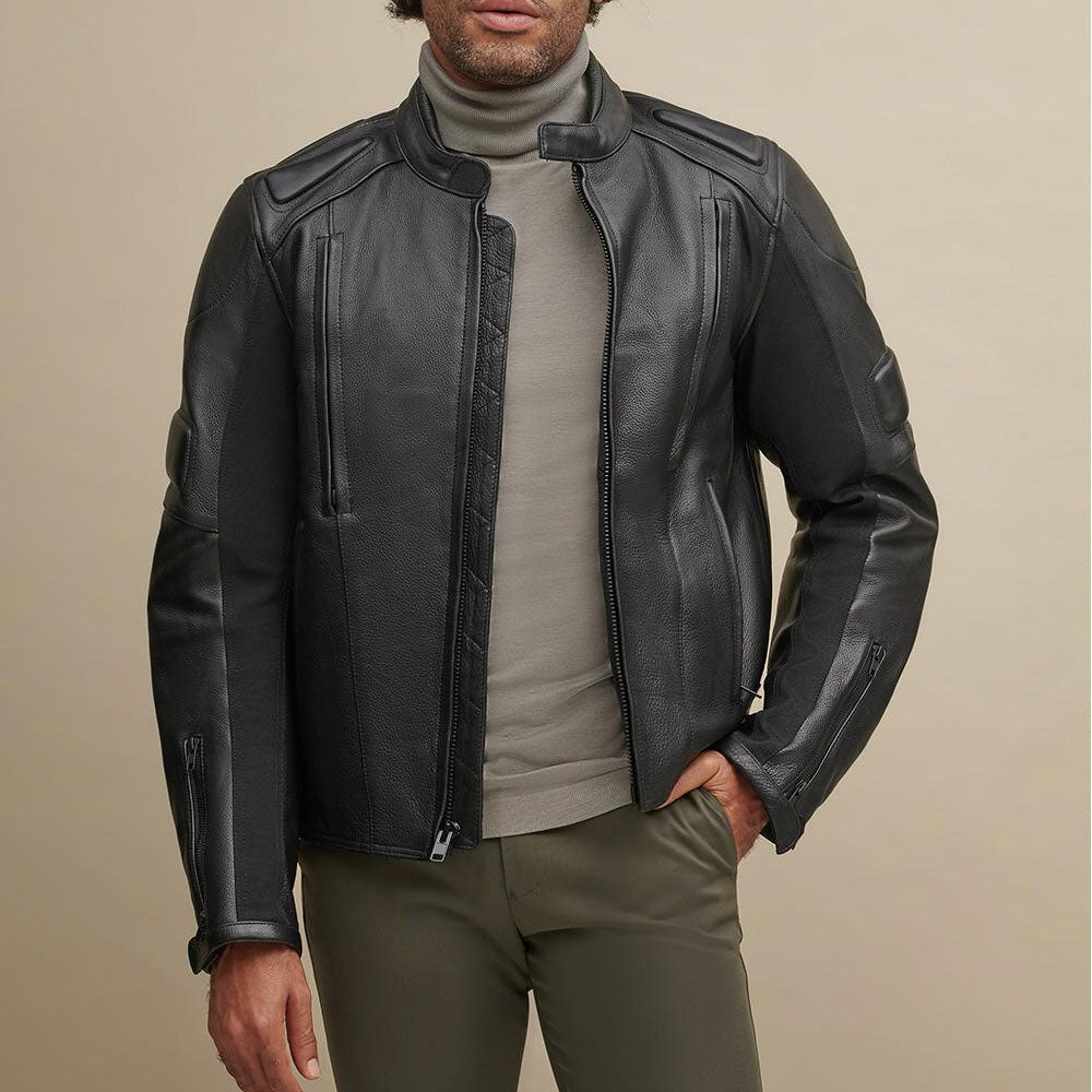 New Men Black Motocycle Leather Performance Rider Biker Jacket