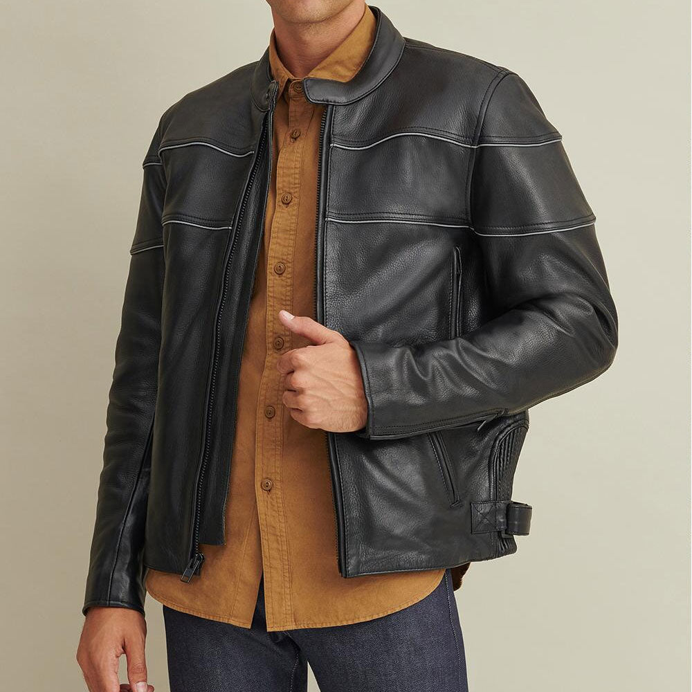 New Men Motorcycle Rider Leather Jacket with Thinsulate™ Lining