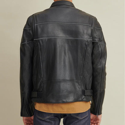 New Men Motorcycle Rider Leather Jacket with Thinsulate™ Lining