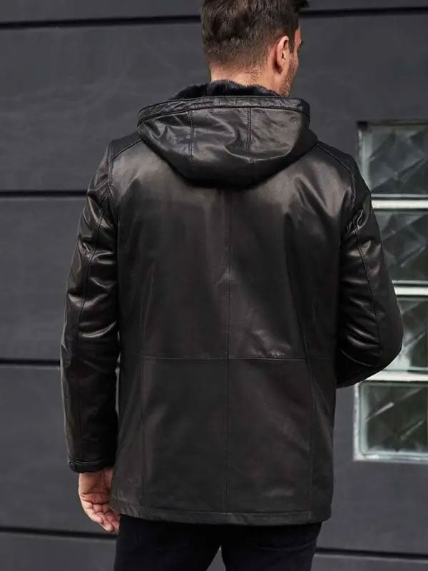 New 2025 Mens Black Oversize Winter Outwear Long Leather Jacket and; Coat