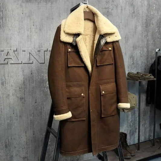 Men’s Sheepskin Shearling Leather Bomber Coat & Jacket